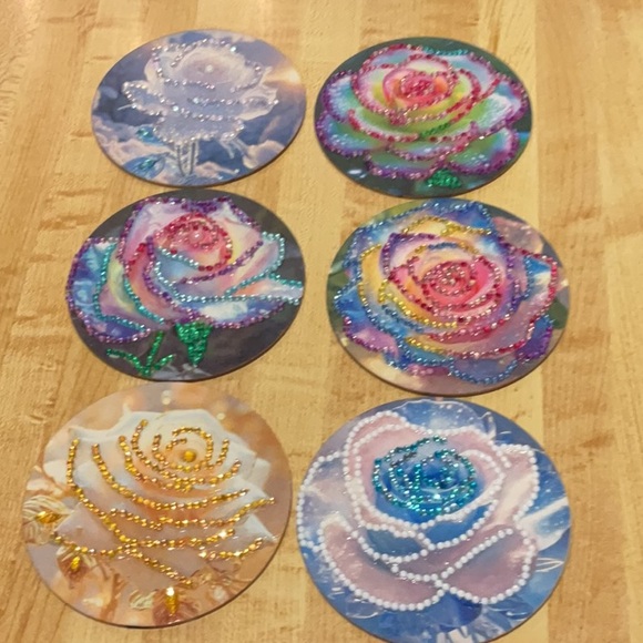 Handmade Other - Coasters with Diamond Art Accents Sealed